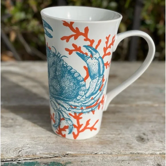 222 Fifth | Dining | 222 Fifth White Coastal Life Coffee Mug Crab Coral  Granada | Poshmark